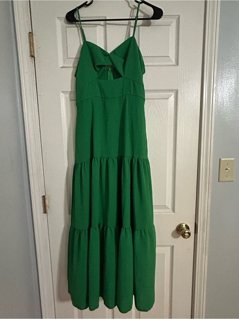 SHEIN Green Spaghetti-Strap Tiered Maxi Dress